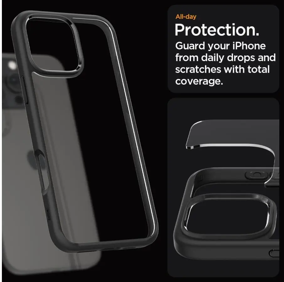 Spigen Crystal Hybrid Apple iPhone 16 Pro Max Hoesje Back Cover Zwart afbeelding 4