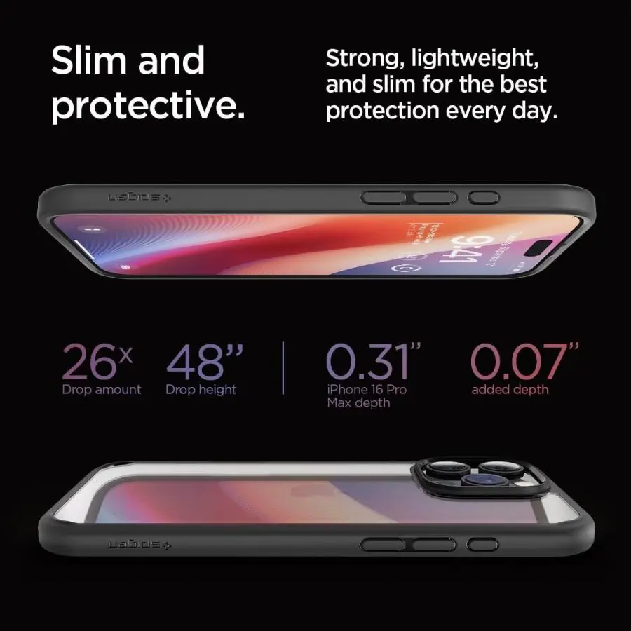 Spigen Crystal Hybrid Apple iPhone 16 Pro Max Hoesje Back Cover Zwart afbeelding 7