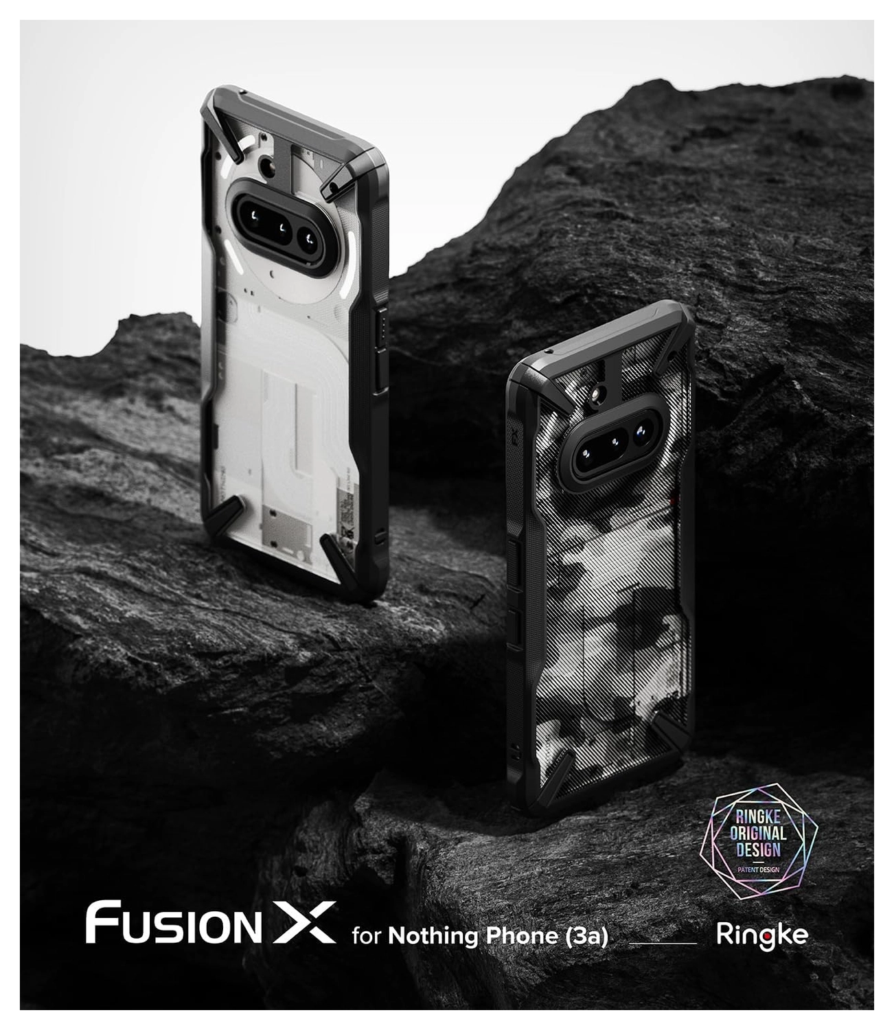 Ringke Fusion X Nothing Phone (3a) Hoesje Back Cover Camo Zwart afbeelding 10