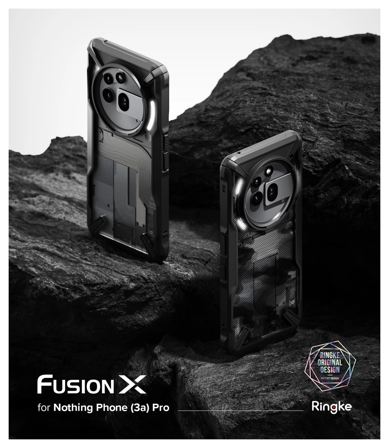 Ringke Fusion X Nothing Phone (3a) Pro Hoesje Back Cover Camo Zwart afbeelding 10