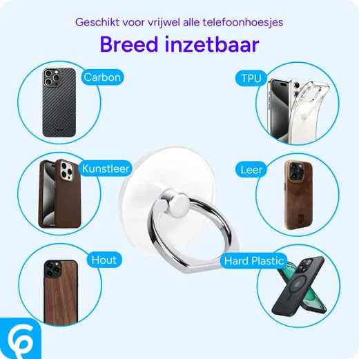 Universele Telefoon Ring Houder 360° Draaibaar Achterkant Telefoon Zilver afbeelding 2