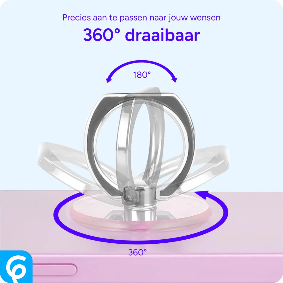 Universele Telefoon Ring Houder 360° Draaibaar Achterkant Telefoon Zilver afbeelding 4