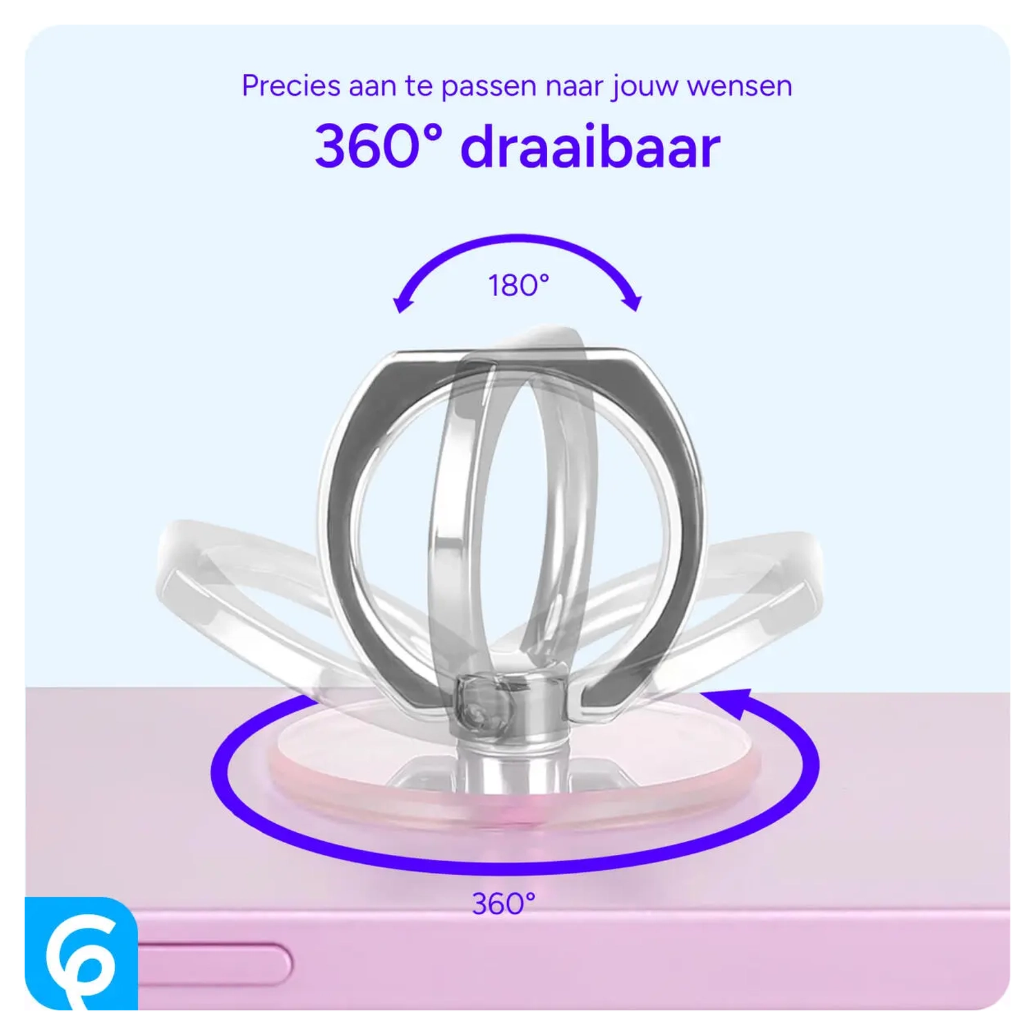 Universele Telefoon Ring Houder 360° Draaibaar Achterkant Telefoon Roze Goud afbeelding 5