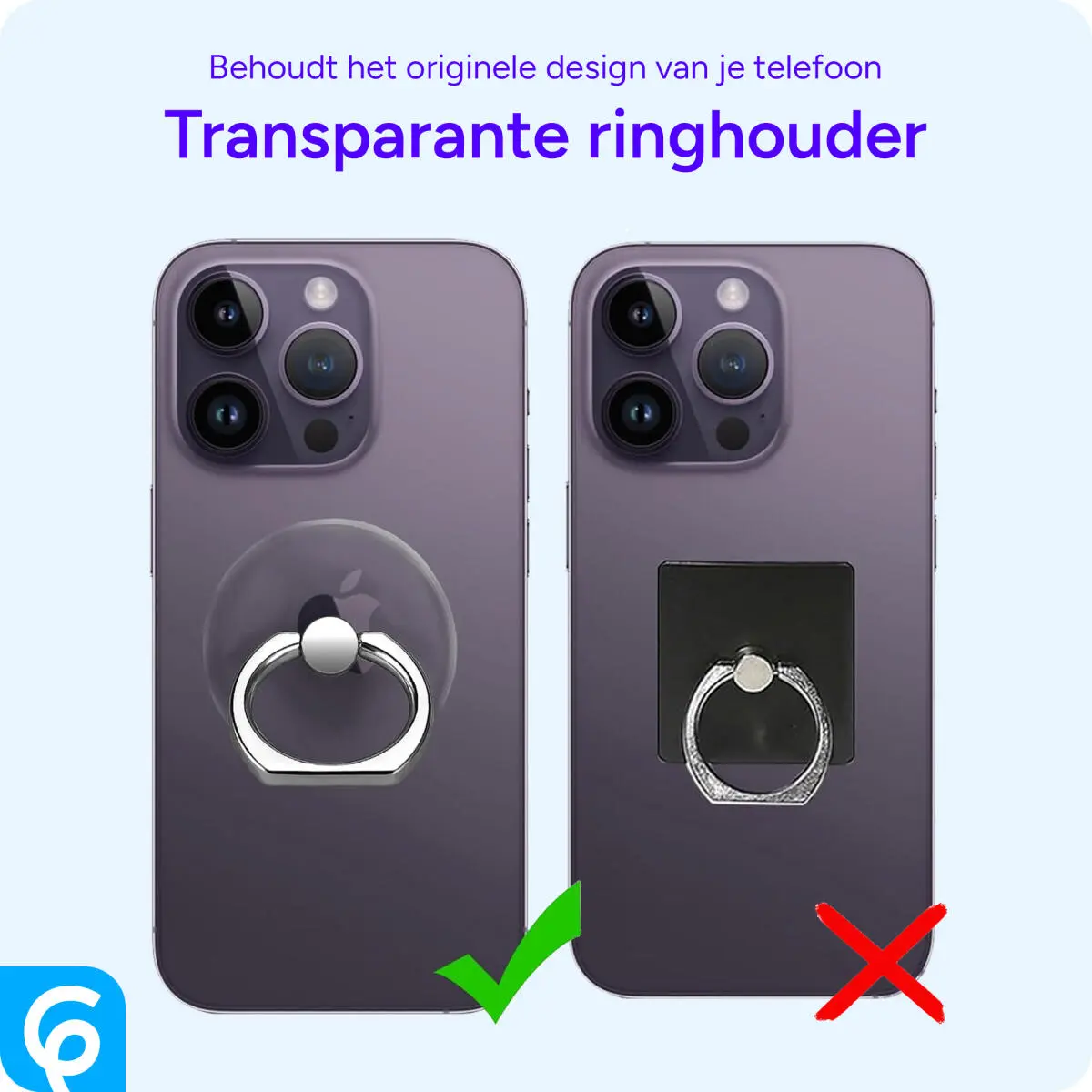 Universele Telefoon Ring Houder 360° Draaibaar Achterkant Telefoon Zwart afbeelding 6