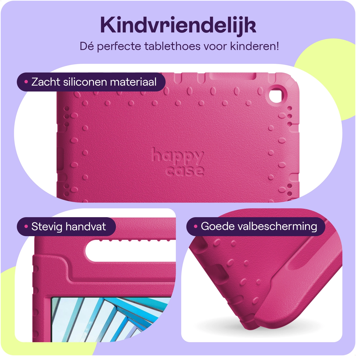 HappyCase Lenovo Tab M11/K11 Kinder Tablethoes met Handvat Roze afbeelding 2