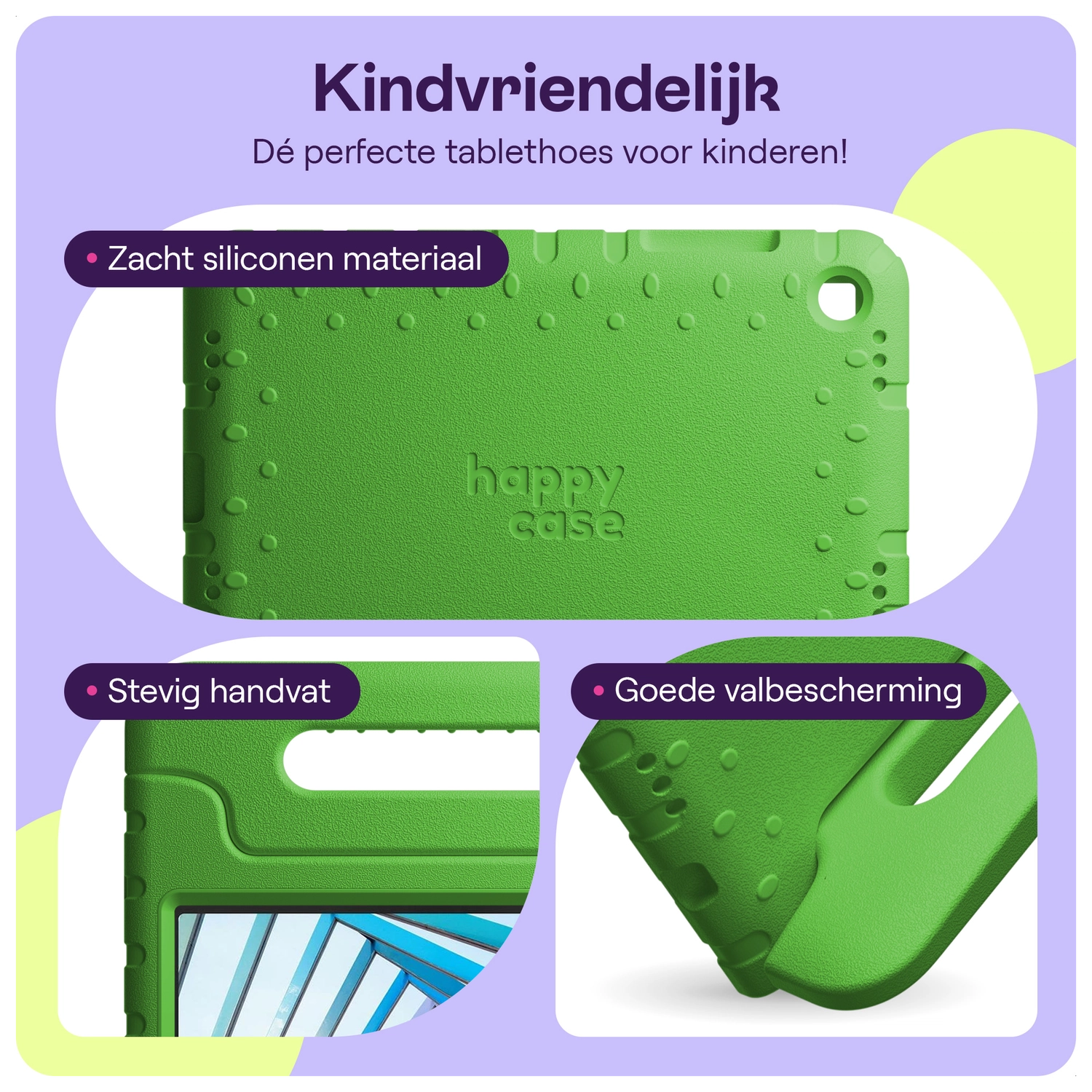 HappyCase Lenovo Tab M11/K11 Kinder Tablethoes met Handvat Groen afbeelding 2