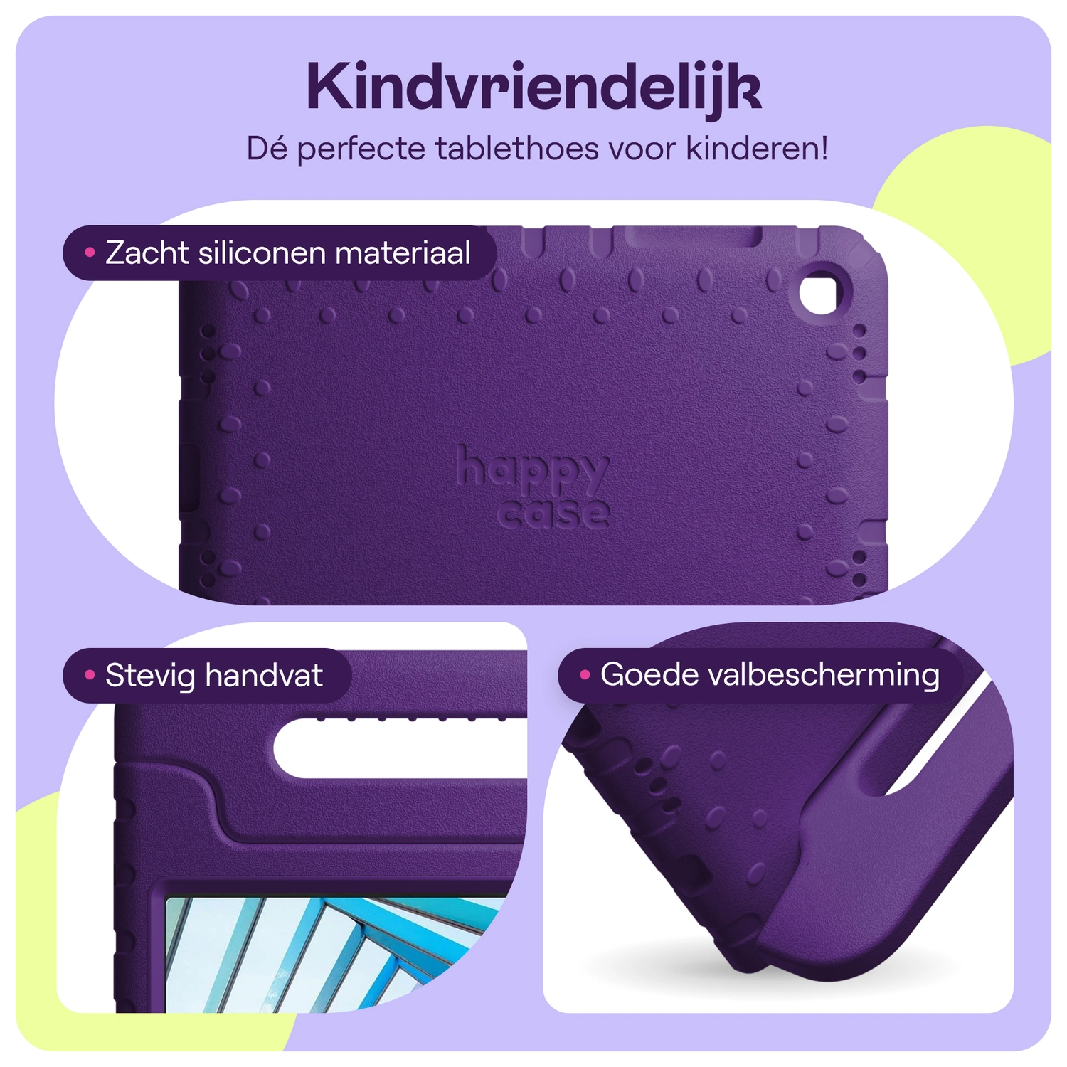 HappyCase Lenovo Tab M11/K11 Kinder Tablethoes met Handvat Paars afbeelding 3