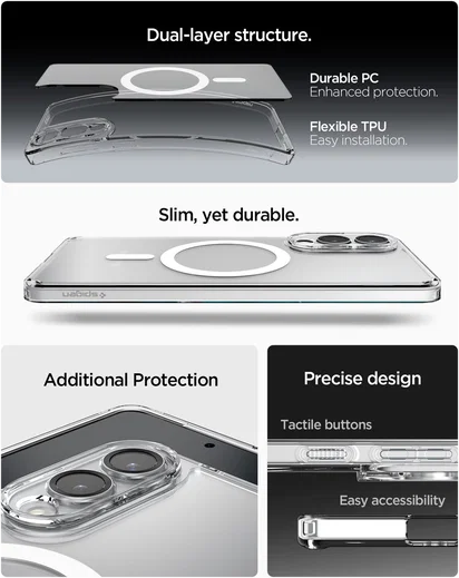 Spigen Ultra Hybrid MagFit Samsung Galaxy S25 Edge Hoesje MagSafe Clear Wit afbeelding 2