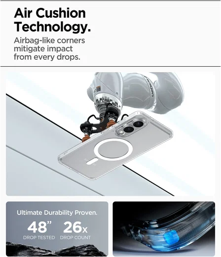 Spigen Ultra Hybrid MagFit Samsung Galaxy S25 Edge Hoesje MagSafe Clear Wit afbeelding 4
