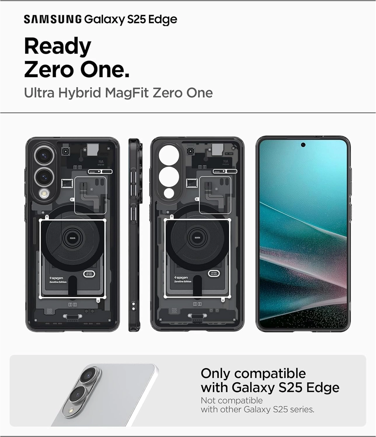 Spigen Ultra Hybrid MagFit Samsung Galaxy S25 Edge Hoesje MagSafe Zero One Zwart afbeelding 7
