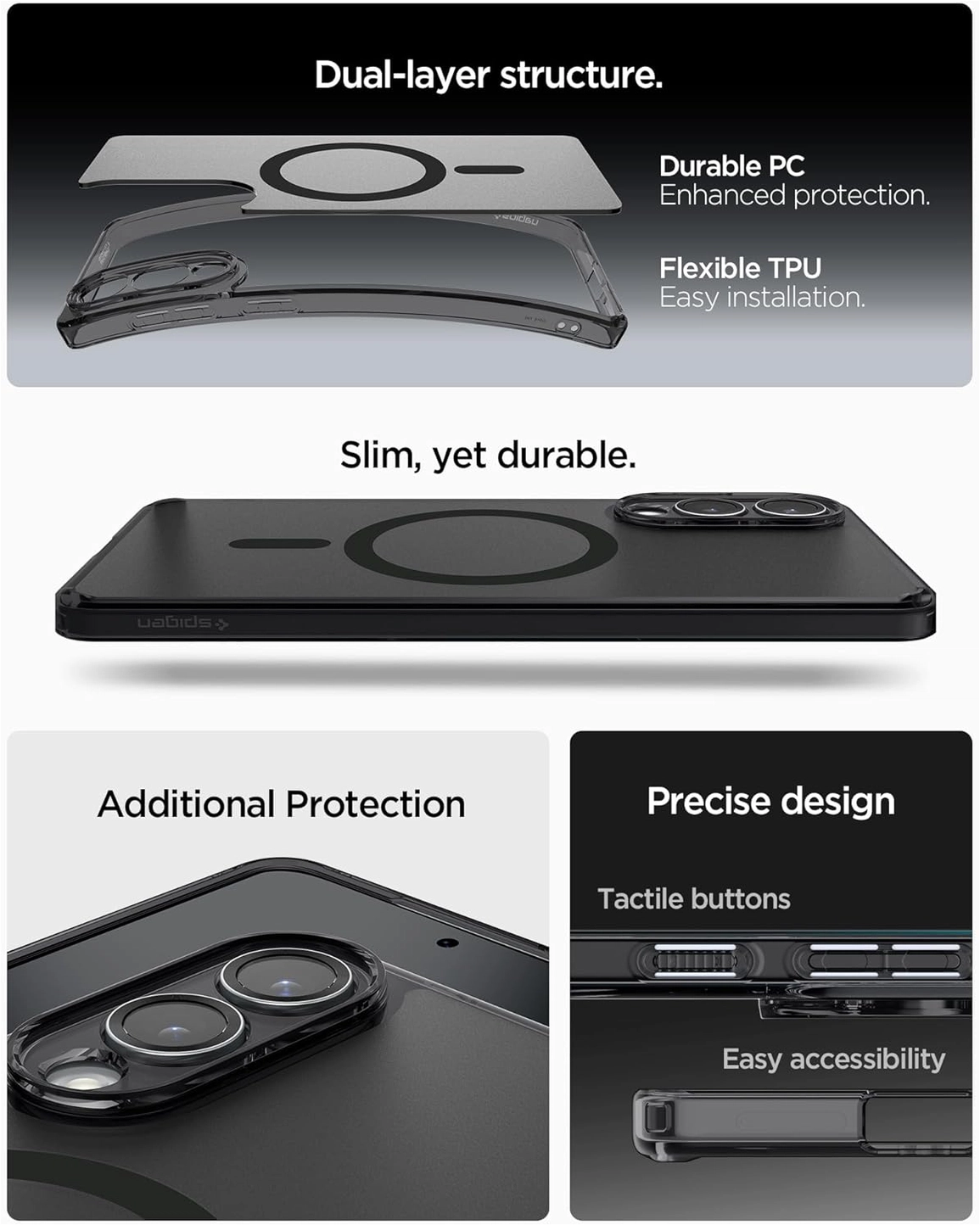 Spigen Ultra Hybrid MagFit Samsung Galaxy S25 Edge Hoesje MagSafe Zwart afbeelding 6