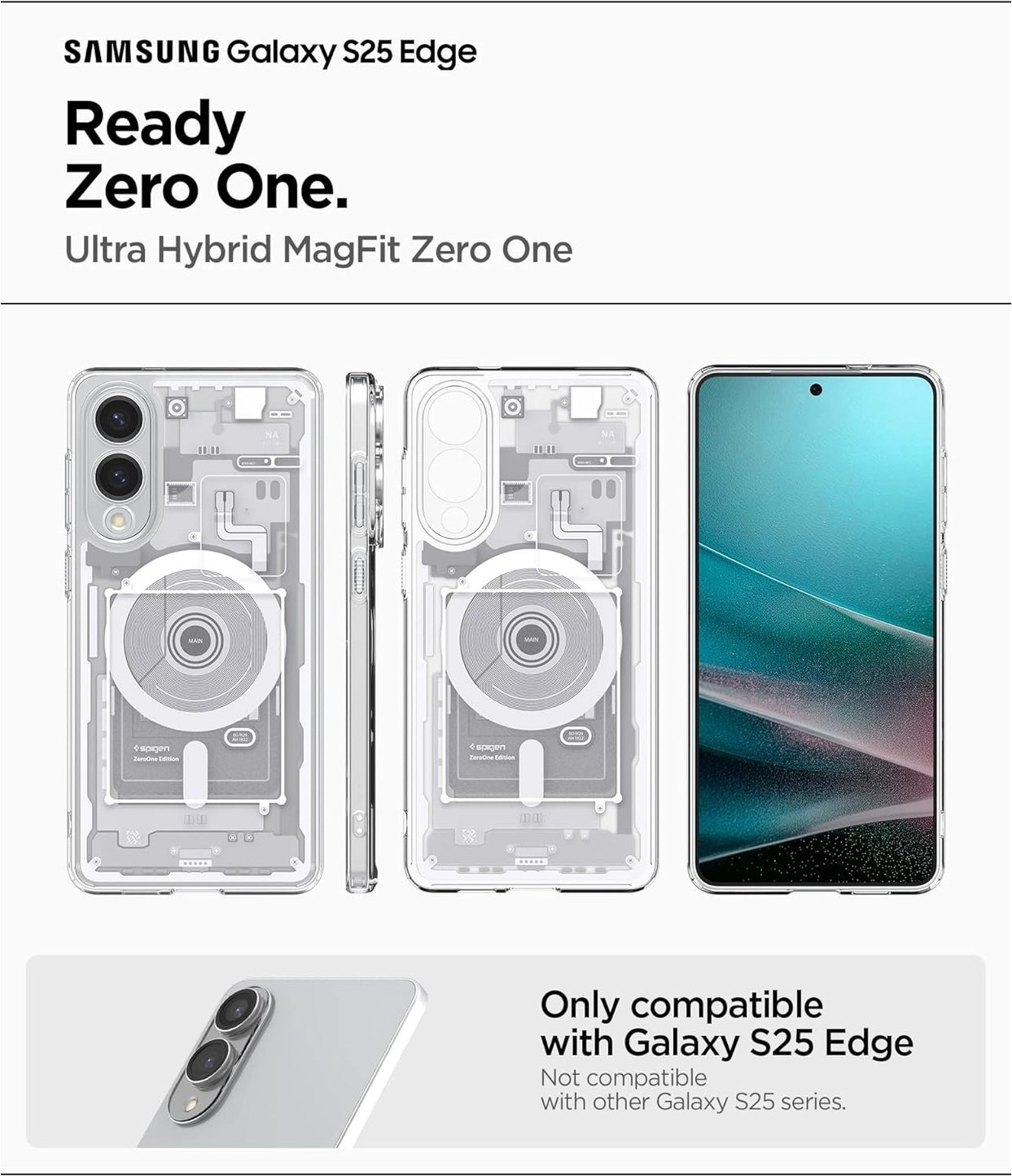 Spigen Ultra Hybrid MagFit Samsung Galaxy S25 Edge Hoesje MagSafe Zero One Wit afbeelding 7