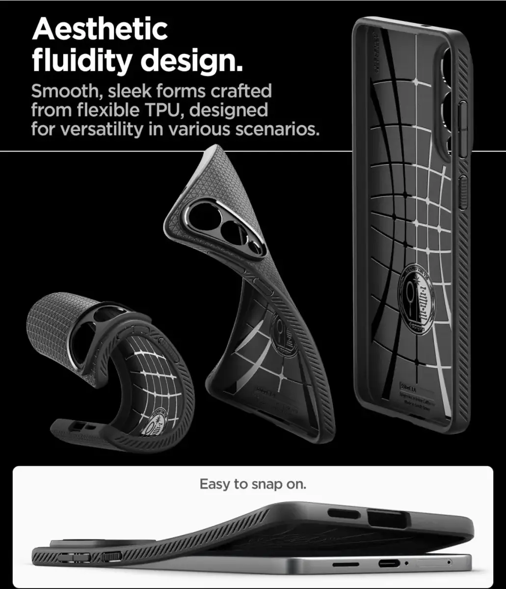 Spigen Liquid Air Samsung Galaxy S25 Edge Hoesje Back Cover Matte Zwart afbeelding 3