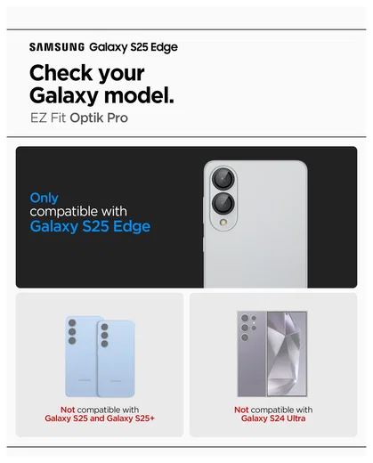 Spigen Optik Pro HD Samsung Galaxy S25 Edge Camera Lens Protector Zwart 2-Pack afbeelding 3