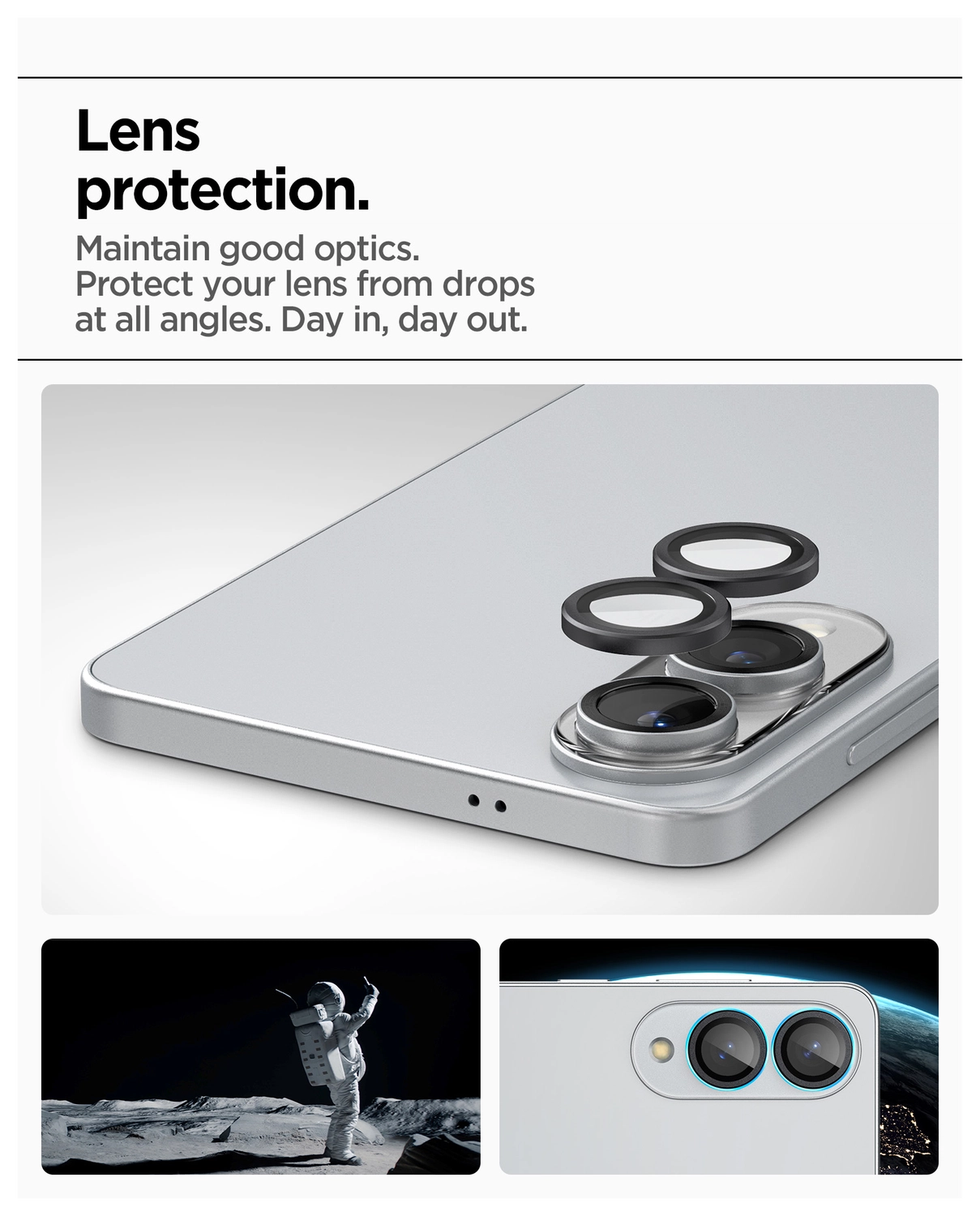 Spigen Optik Pro HD Samsung Galaxy S25 Edge Camera Lens Protector Zwart 2-Pack afbeelding 5