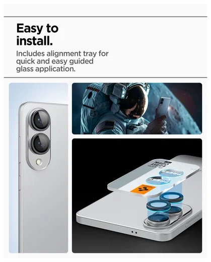 Spigen Optik Pro HD Samsung Galaxy S25 Edge Camera Lens Protector Zwart 2-Pack afbeelding 4