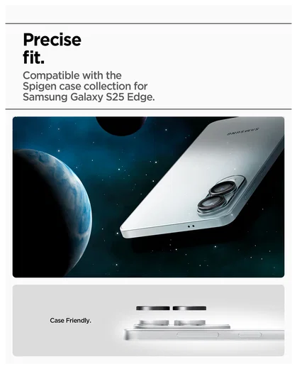 Spigen Optik Pro HD Samsung Galaxy S25 Edge Camera Lens Protector Zwart 2-Pack afbeelding 7
