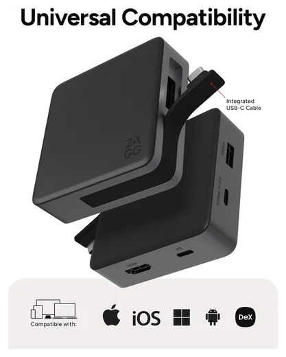ZAGG 4-Ports USB-C Hub met 15W Draadloos Opladen/100W USB-C PD/4K HDMI/USB-A afbeelding 4
