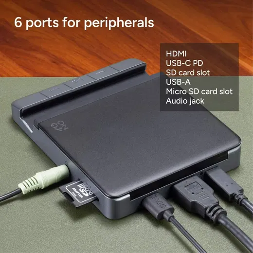 ZAGG 6 Poorten Media Hub USB-C PD/USB-A/HDMI/SD/MicroSD/3.5mm Audiojack Zwart afbeelding 2