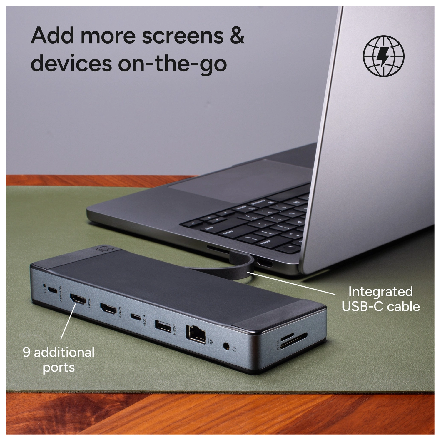 ZAGG 9-Port Hub 100W USB-C Docking Station voor Laptop, MacBook en Tablet afbeelding 5
