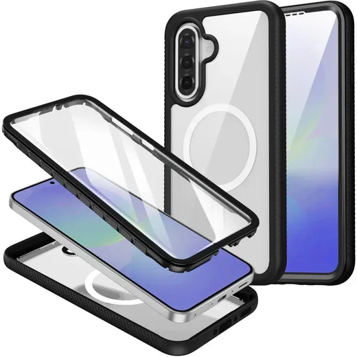 Samsung Galaxy A56 Hoesje Full Protect 360° Cover met MagSafe / Qi2 Zwart afbeelding 1