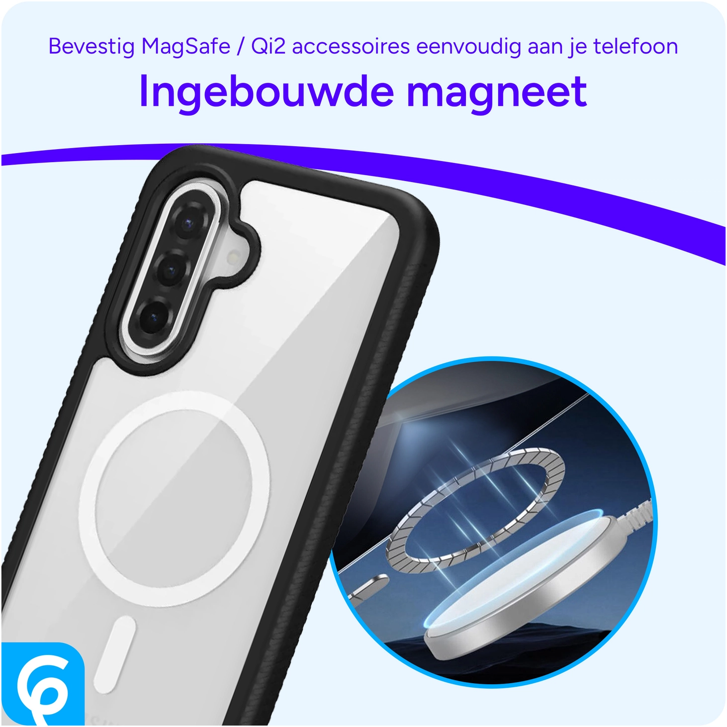 Samsung Galaxy A56 Hoesje Full Protect 360° Cover met MagSafe / Qi2 Zwart afbeelding 5