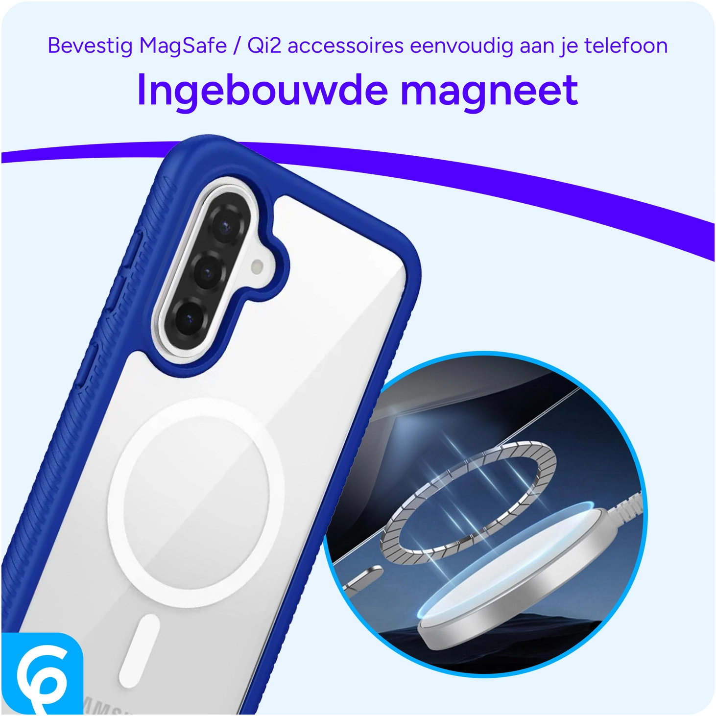 Samsung Galaxy A56 Hoesje Full Protect 360° Cover met MagSafe / Qi2 Blauw afbeelding 3