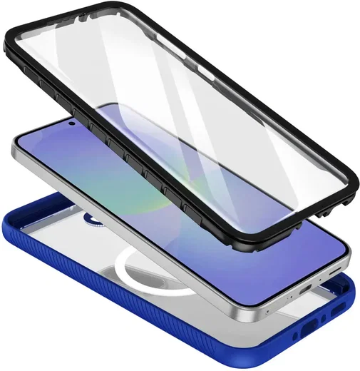 Samsung Galaxy A56 Hoesje Full Protect 360° Cover met MagSafe / Qi2 Blauw afbeelding 7