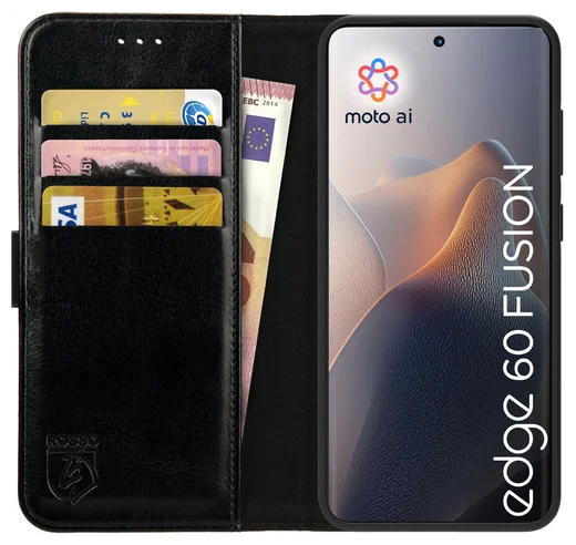 Rosso Element Motorola Edge 60 Fusion Hoesje Book Case Wallet Zwart afbeelding 1