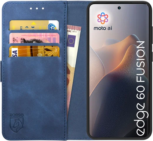Rosso Element Motorola Edge 60 Fusion Hoesje Book Case Wallet Blauw afbeelding 1