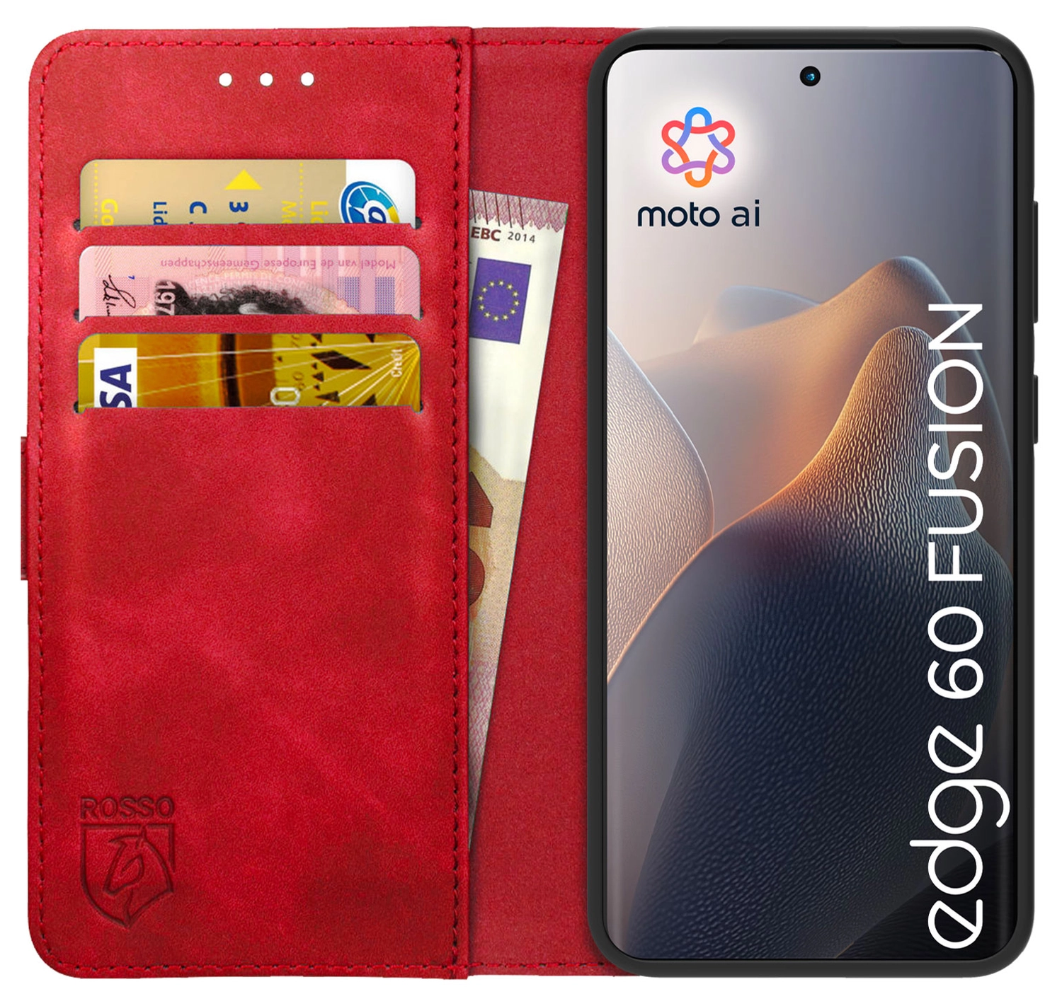 Rosso Element Motorola Edge 60 Fusion Hoesje Book Case Wallet Rood afbeelding 1