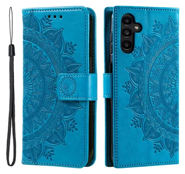 Samsung Galaxy A26 Hoesje Mandala Book Case met Pasjeshouder Blauw