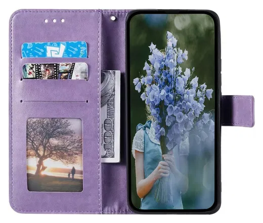 Samsung Galaxy A26 Hoesje Mandala Book Case met Pasjeshouder Paars afbeelding 2