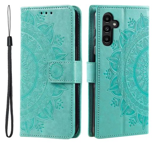 Samsung Galaxy A26 Hoesje Mandala Book Case met Pasjeshouder Groen afbeelding 1
