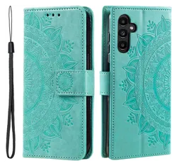 Samsung Galaxy A26 Hoesje Mandala Book Case met Pasjeshouder Groen afbeelding