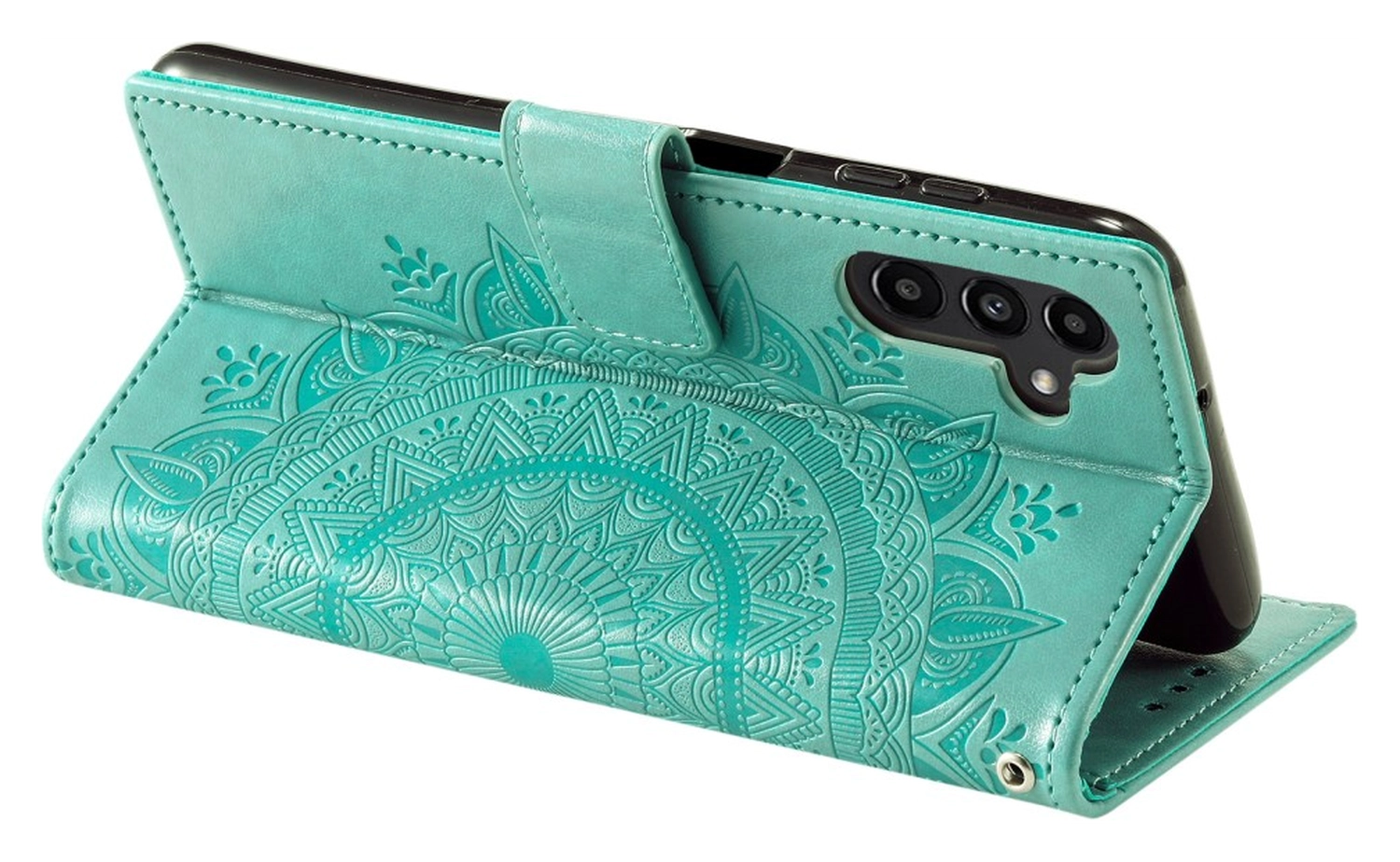 Samsung Galaxy A26 Hoesje Mandala Book Case met Pasjeshouder Groen afbeelding 4