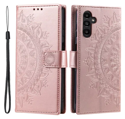 Samsung Galaxy A26 Hoesje Mandala Book Case met Pasjeshouder Roze Goud afbeelding 1