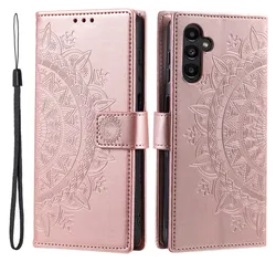 Samsung Galaxy A26 Hoesje Mandala Book Case met Pasjeshouder Roze Goud afbeelding