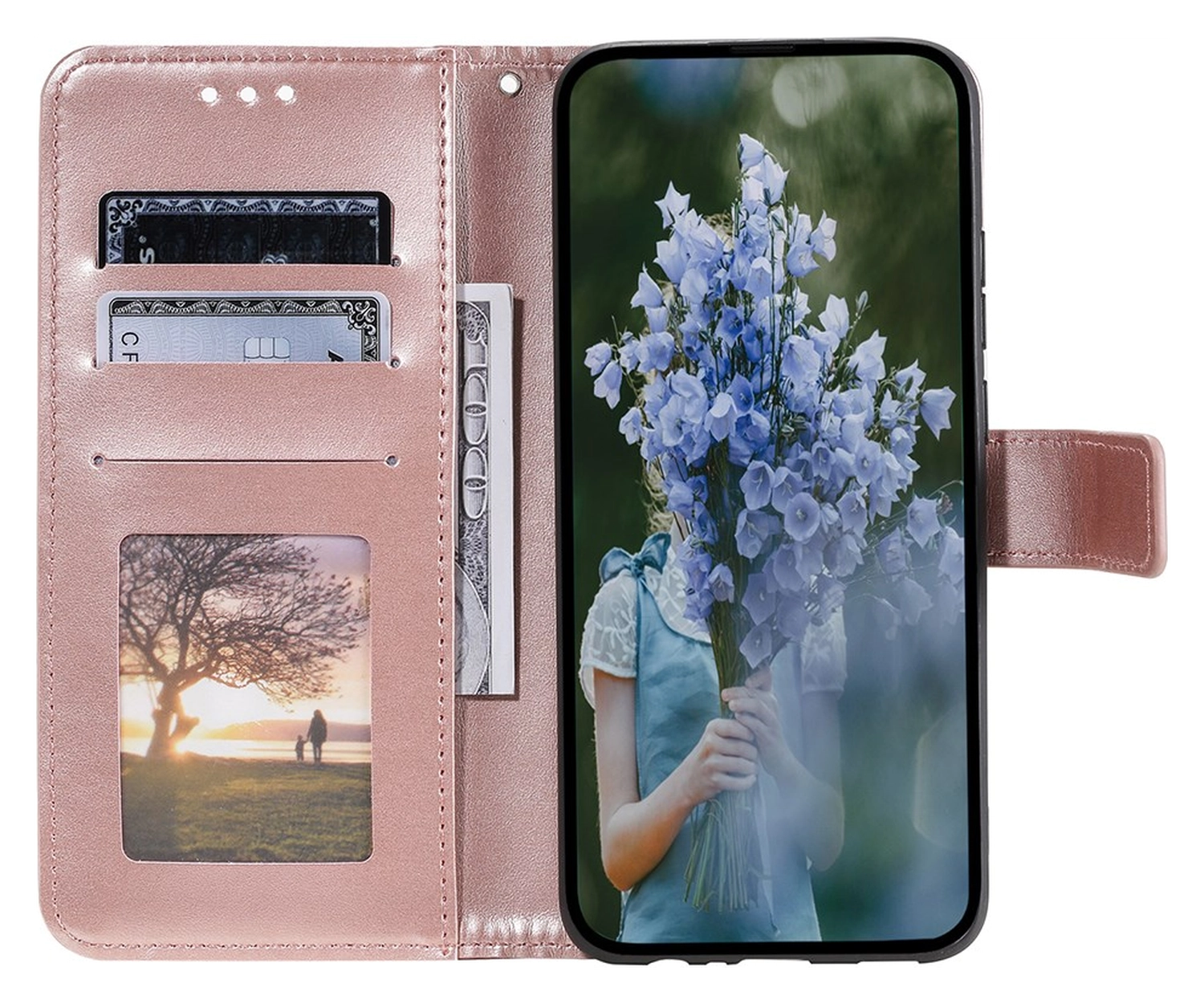 Samsung Galaxy A26 Hoesje Mandala Book Case met Pasjeshouder Roze Goud afbeelding 2