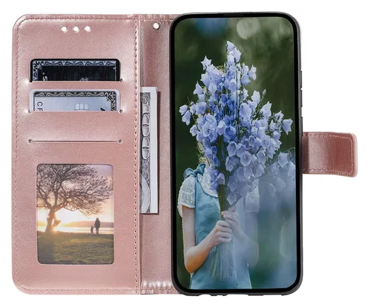 Samsung Galaxy A26 Hoesje Mandala Book Case met Pasjeshouder Roze Goud afbeelding 2