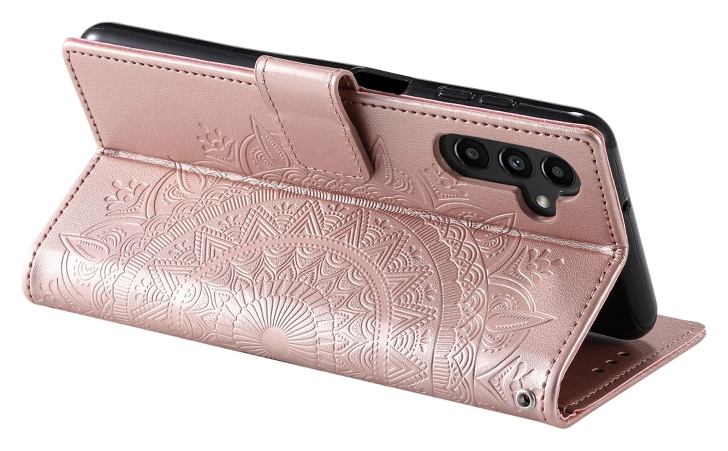 Samsung Galaxy A26 Hoesje Mandala Book Case met Pasjeshouder Roze Goud afbeelding 4