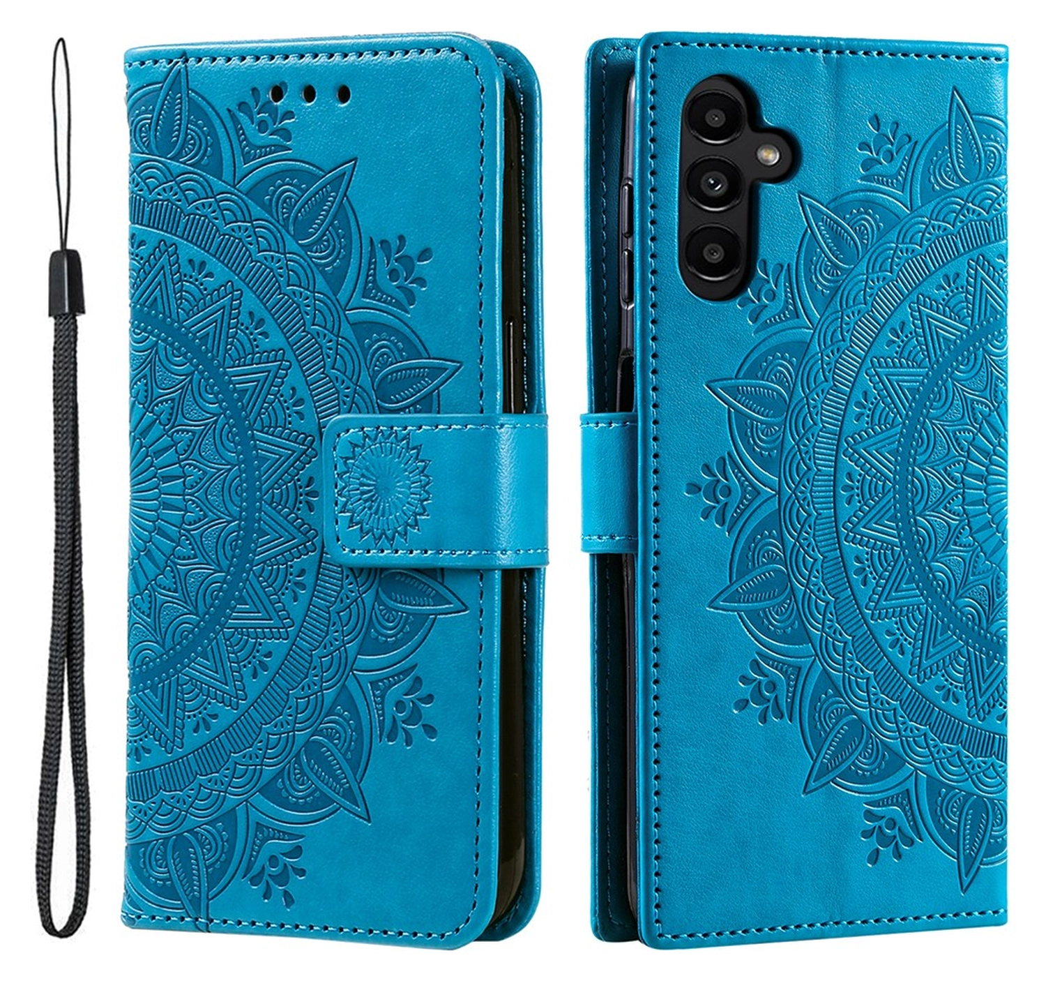 Samsung Galaxy A36 Hoesje Mandala Book Case met Pasjeshouder Blauw afbeelding 1