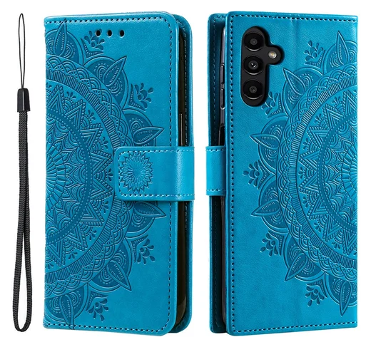 Samsung Galaxy A36 Hoesje Mandala Book Case met Pasjeshouder Blauw afbeelding 1