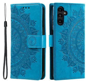 Samsung Galaxy A36 Hoesje Mandala Book Case met Pasjeshouder Blauw