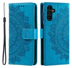Samsung Galaxy A36 Hoesje Mandala Book Case met Pasjeshouder Blauw afbeelding