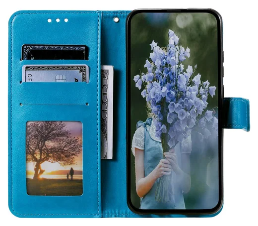 Samsung Galaxy A36 Hoesje Mandala Book Case met Pasjeshouder Blauw afbeelding 2