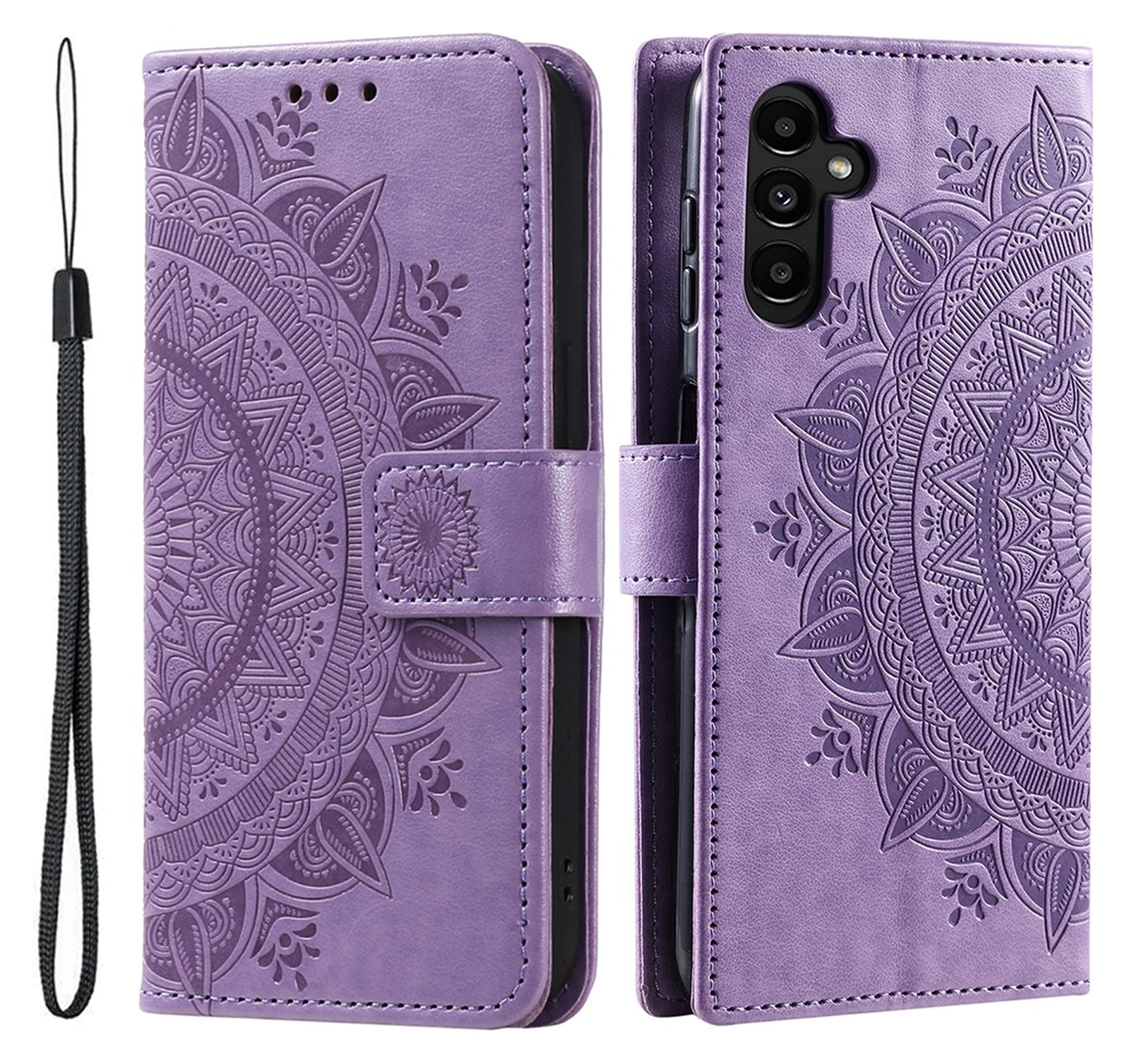 Samsung Galaxy A36 Hoesje Mandala Book Case met Pasjeshouder Paars afbeelding 1