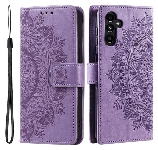 Samsung Galaxy A36 Hoesje Mandala Book Case met Pasjeshouder Paars afbeelding 1
