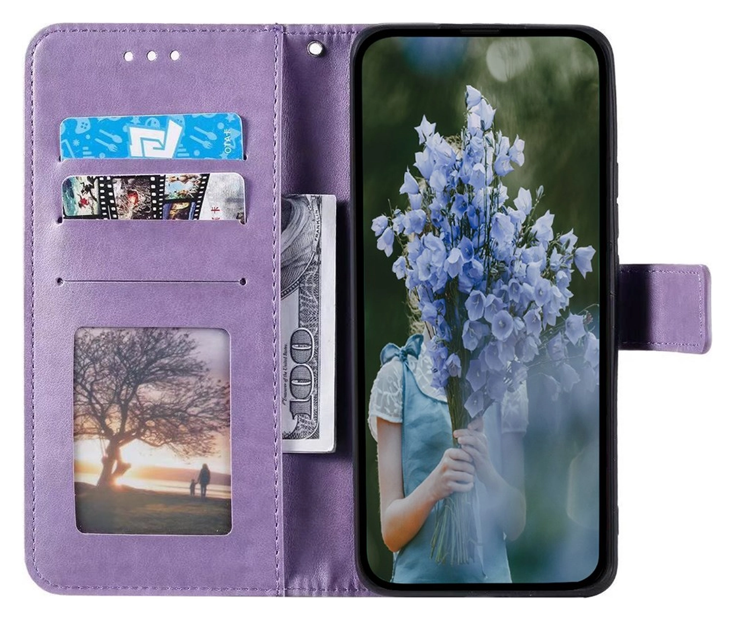 Samsung Galaxy A36 Hoesje Mandala Book Case met Pasjeshouder Paars afbeelding 2
