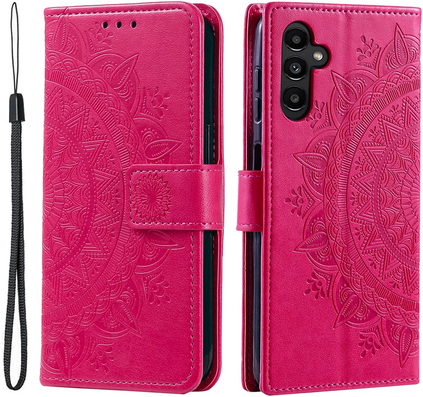 Samsung Galaxy A36 Hoesje Mandala Book Case met Pasjeshouder Roze afbeelding 1